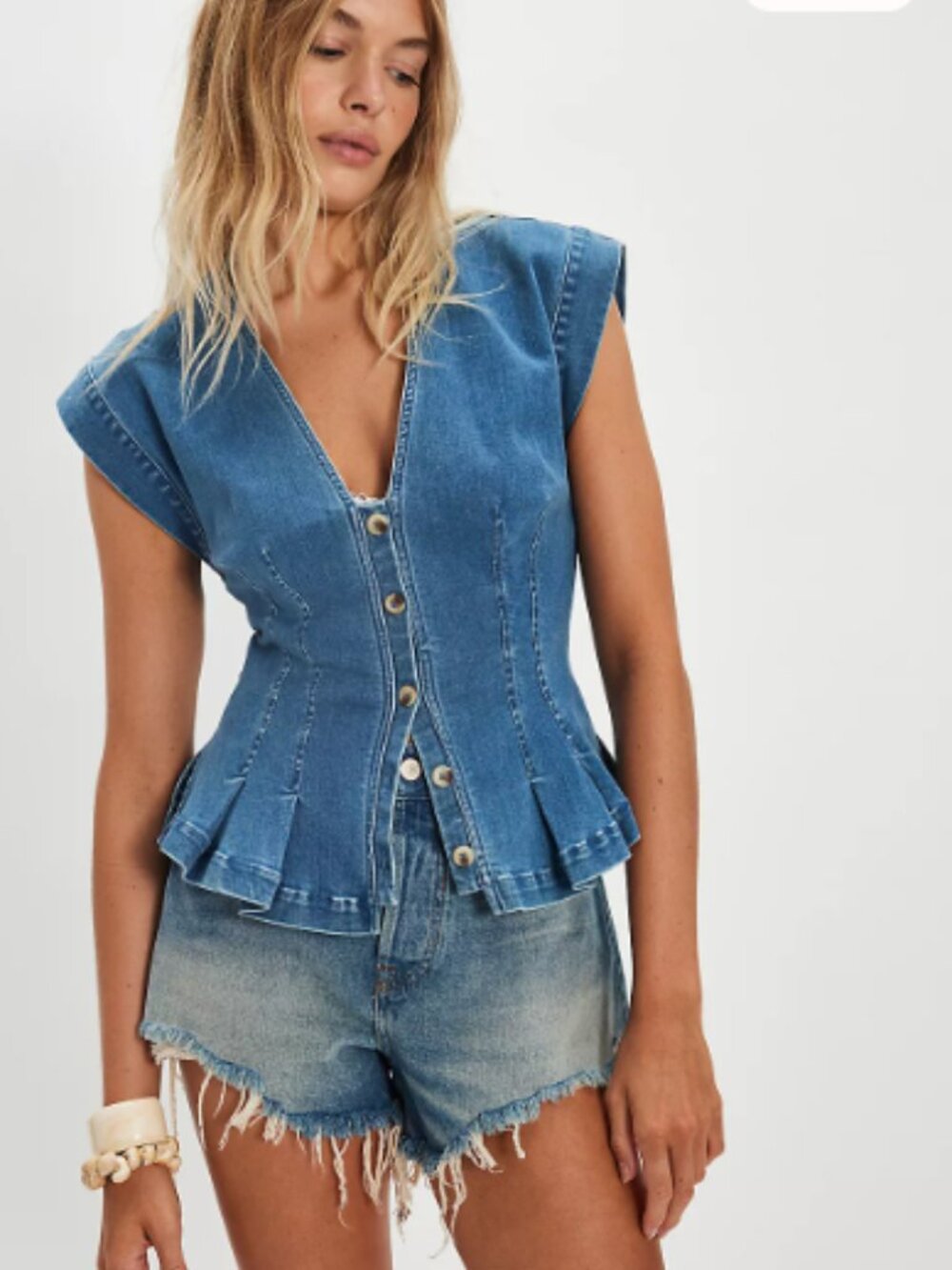 Free People Dylan Pleated Denim Vest Top - Large, new with tags! - Picture 10 of 11